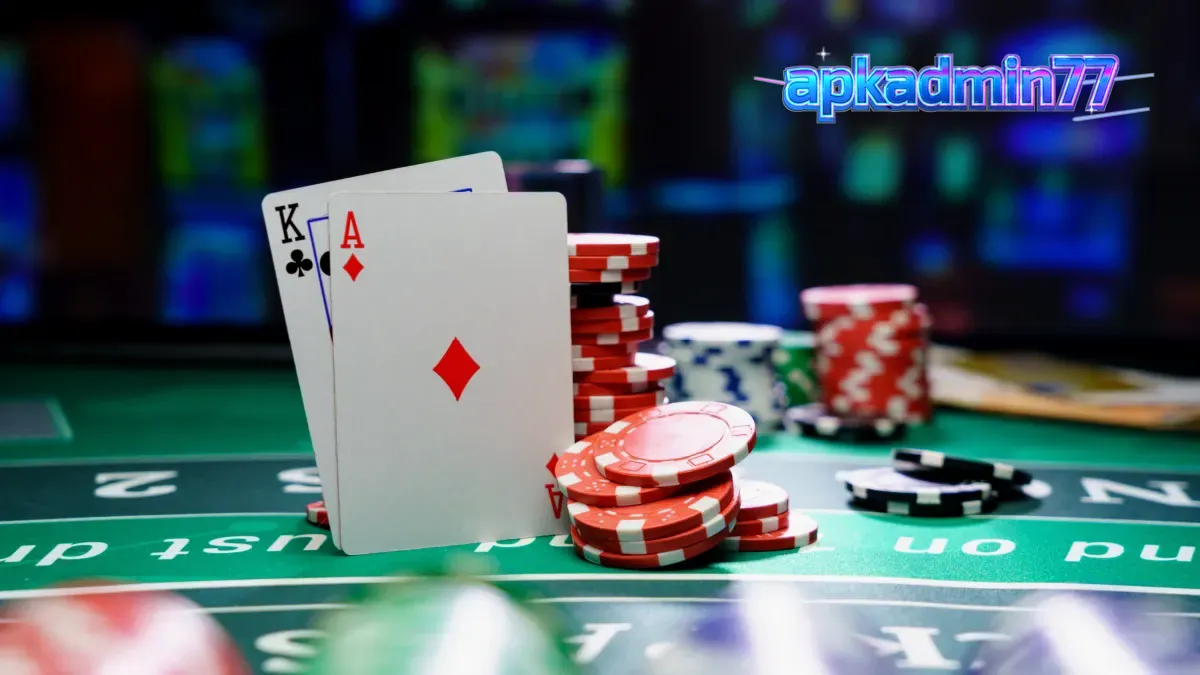 Tampilan meja Blackjack Live di studio modern